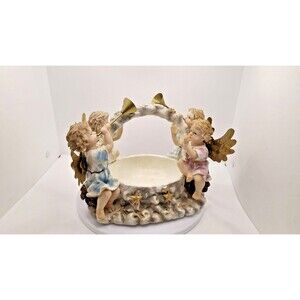 Meissen-Style 4 Cherub Basket Candy Jewelry Potpourri Centerpiece Beautiful